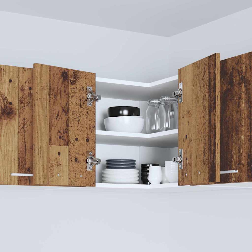 Hanging Cabinet Riga Old Wood and White 57 x 57 x 40 cm