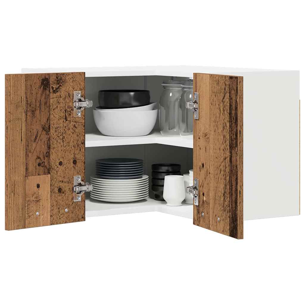 Hanging Cabinet Riga Old Wood and White 57 x 57 x 40 cm