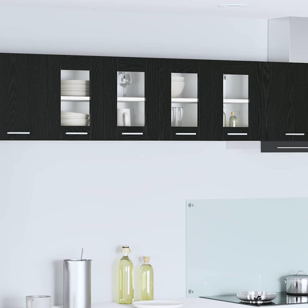 Hanging Cabinet with Shelf Riga 2 pcs Black Oak 60 x 31 x 40 cm