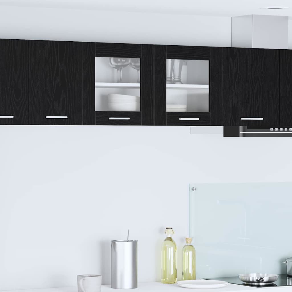 Hanging Cabinet Riga Black Oak and White 80 x 31 x 40 cm