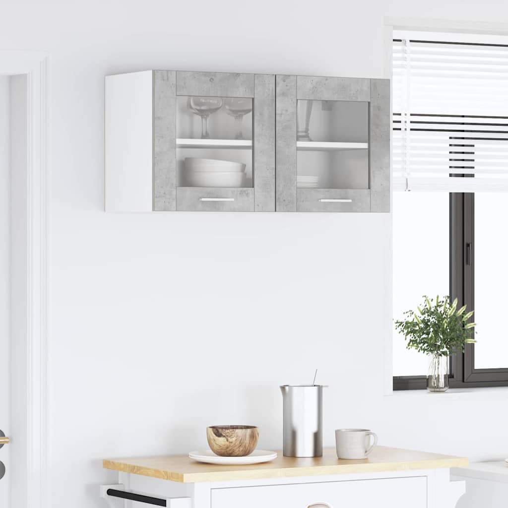 Hanging Cabinet Riga Concrete Grey and White 80 x 31 x 40 cm