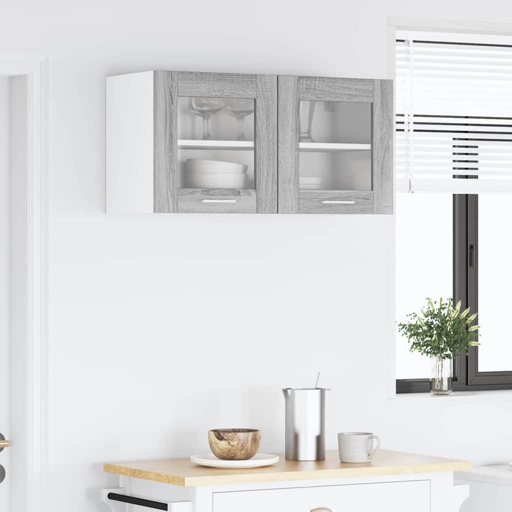 Hanging Cabinet Riga Grey Sonoma and White 80 x 31 x 40 cm