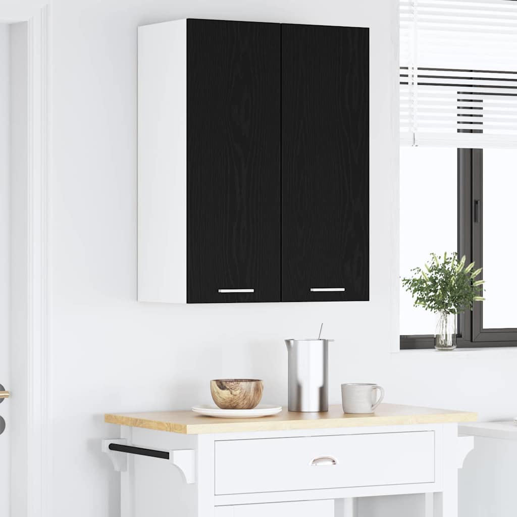Hanging Cabinet Riga 2 pcs Black Oak and White 30 x 31 x 80 cm