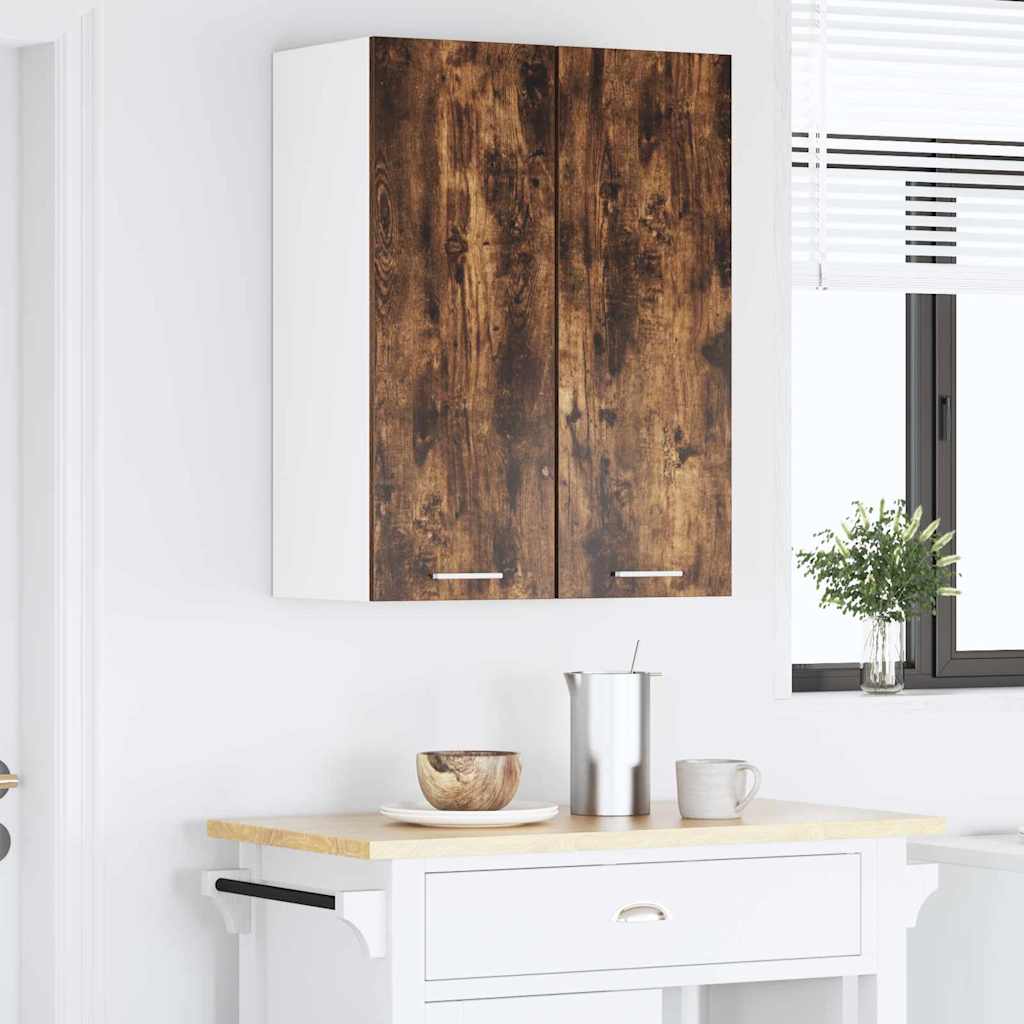 Hanging Cabinet Riga Smoked Oak and White 30 x 31 x 80 cm