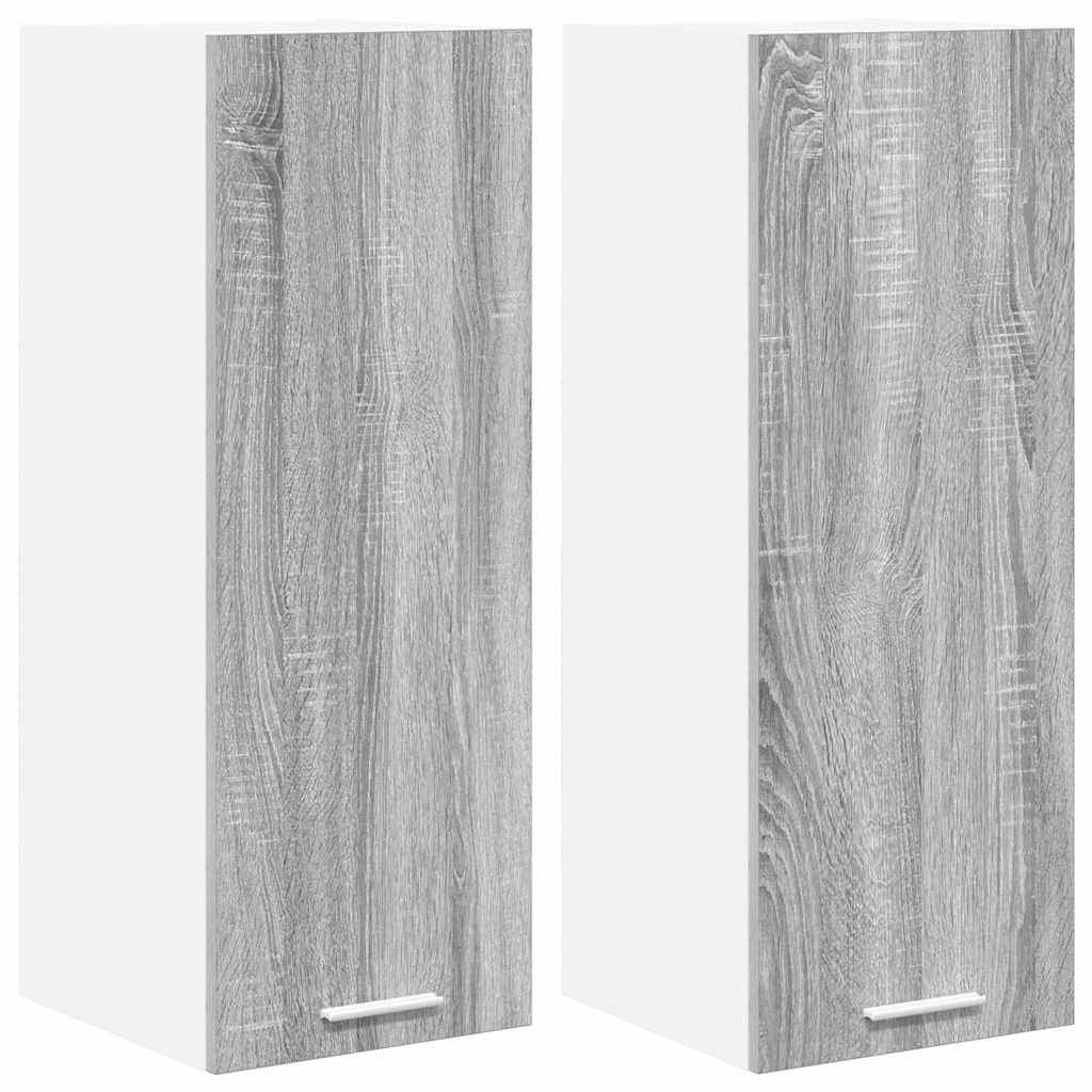 Hanging Cabinet with Shelf Riga 2 pcs Grey Sonoma and White