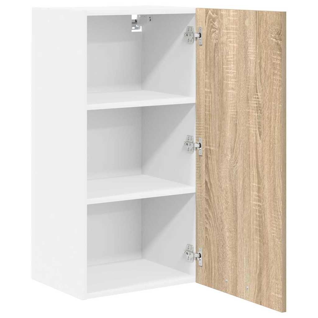 Hanging Cabinet Riga Sonoma Oak and White 40 x 31 x 80 cm