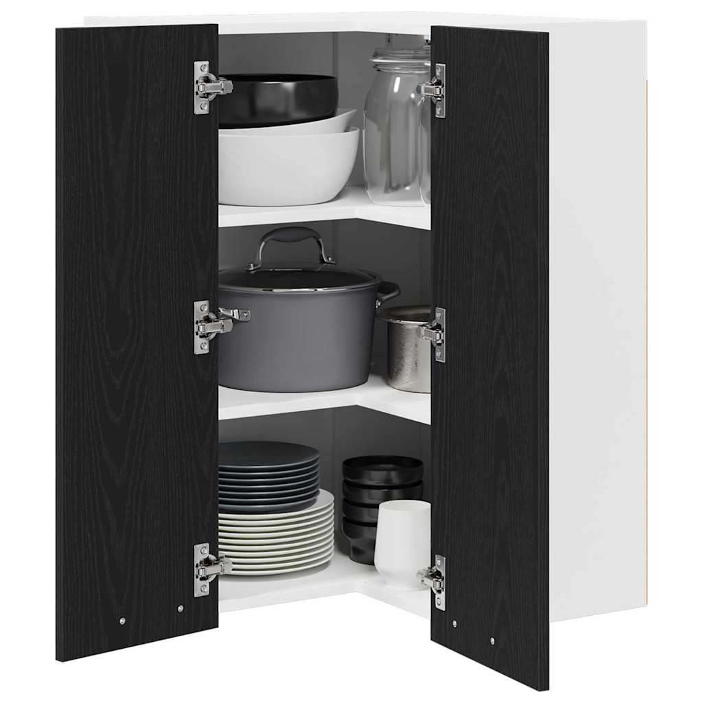 Hanging Cabinet Riga Black Oak and White 57 x 57 x 80 cm