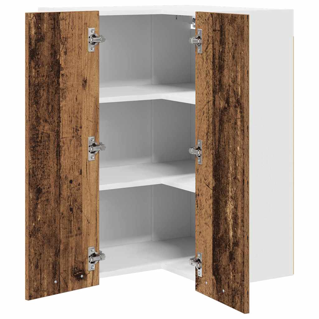 Hanging Cabinet Riga Old Wood and White 57 x 57 x 80 cm