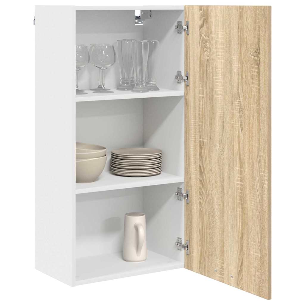 Hanging Cabinet Riga Sonoma Oak and White 50 x 31 x 100 cm