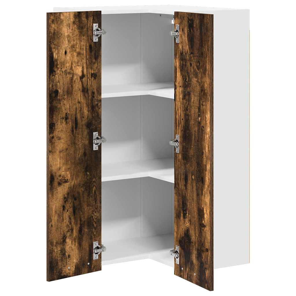 Hanging Cabinet Riga Smoked Oak and White 57 x 57 x 100 cm