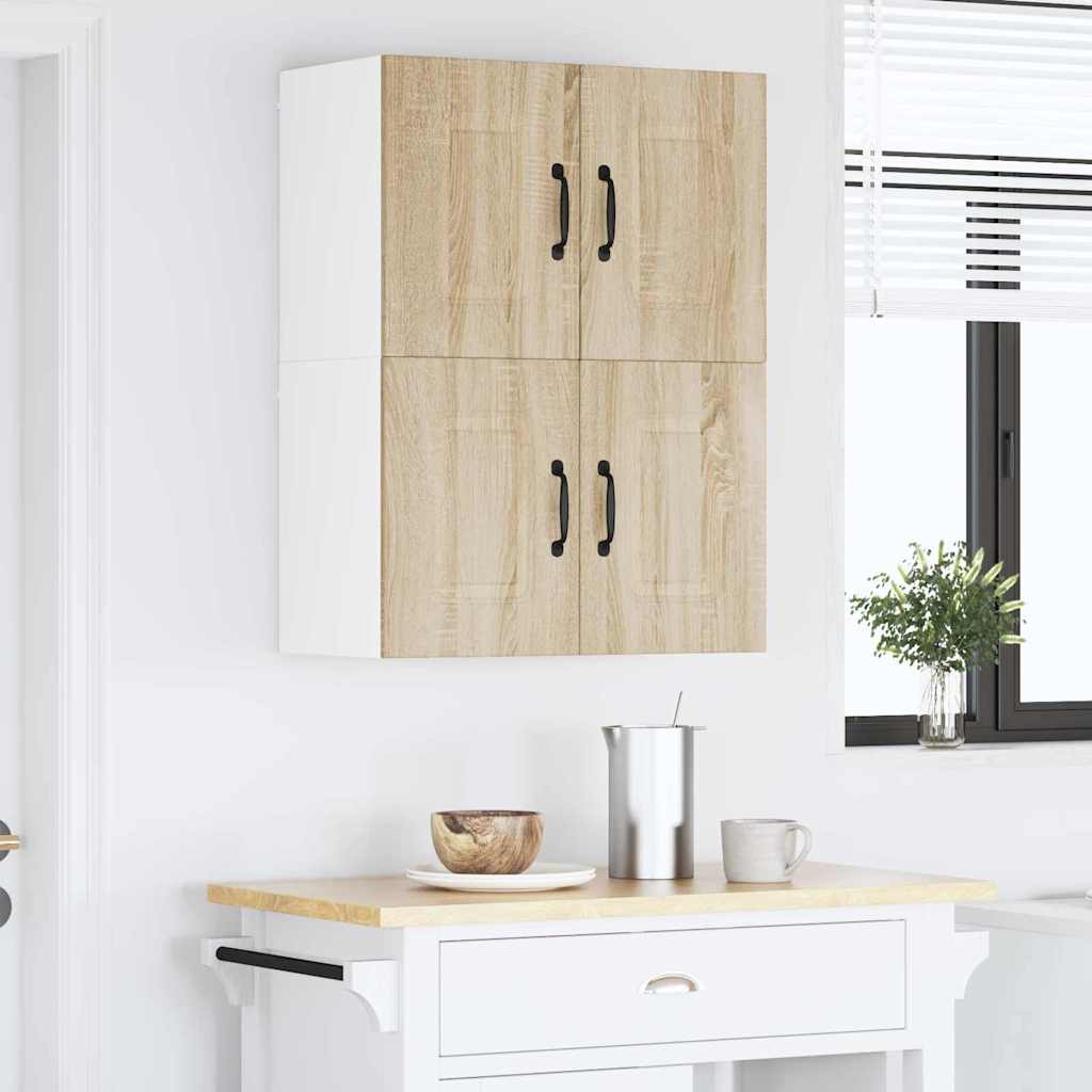 Kitchen Wall Cabinet with Door 2 pcs Sonoma Oak 60 x 31 x 40 cm