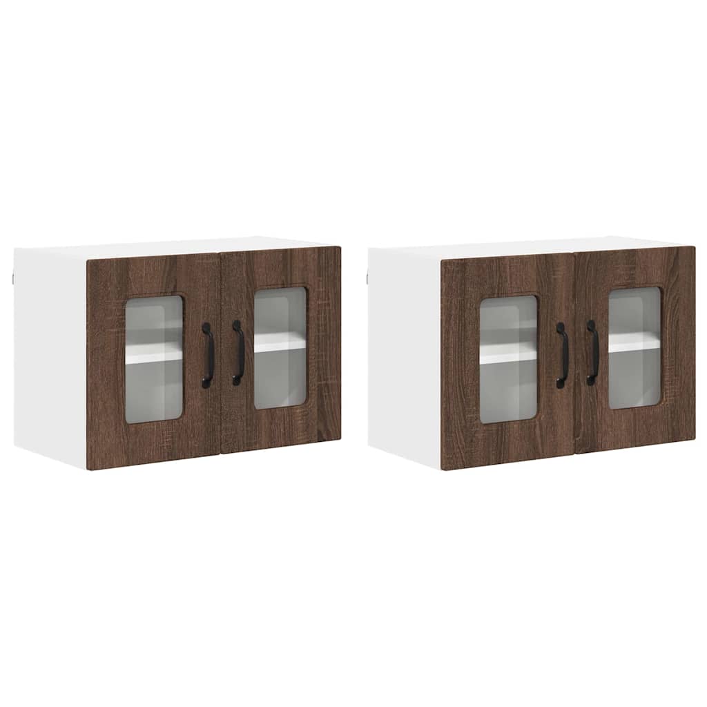 Kitchen Wall Cabinet with Shelf 2 pcs Brown Oak 60 x 31 x 40 cm