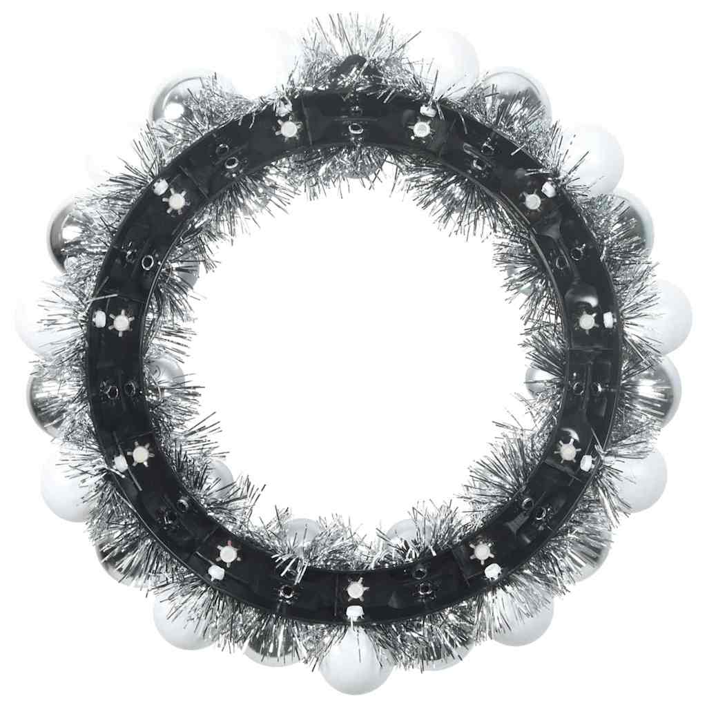 Christmas Ball Wreathes 2 pcs White and Silver 33 x 33 x 7 cm
