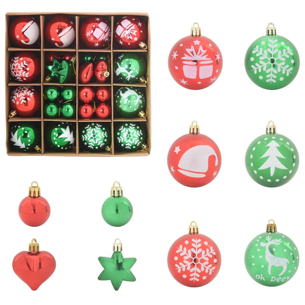 Christmas Bauble Set 40 pcs Red and Green