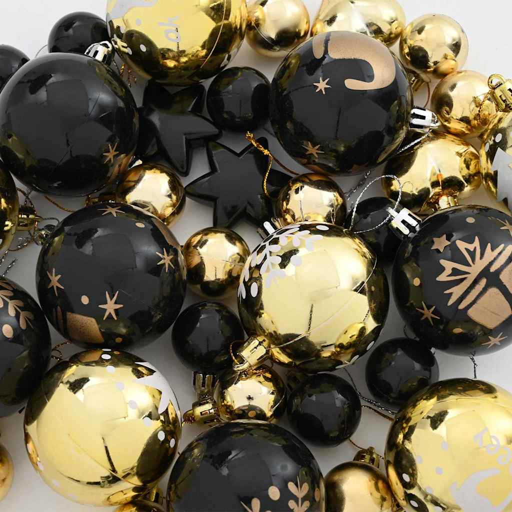 Christmas Bauble Set 40 pcs Black and Gold