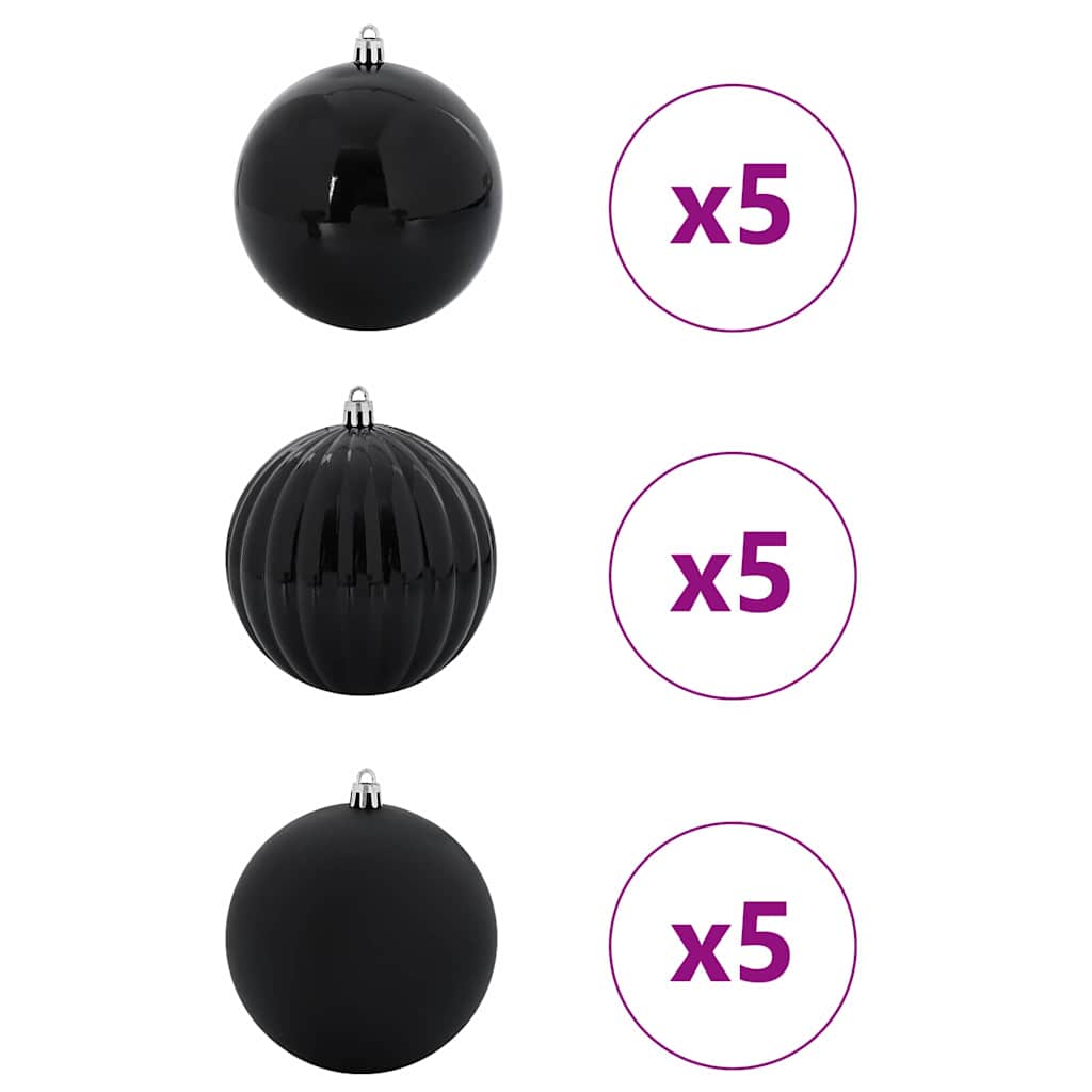 Christmas Bauble Set 15 pcs Black