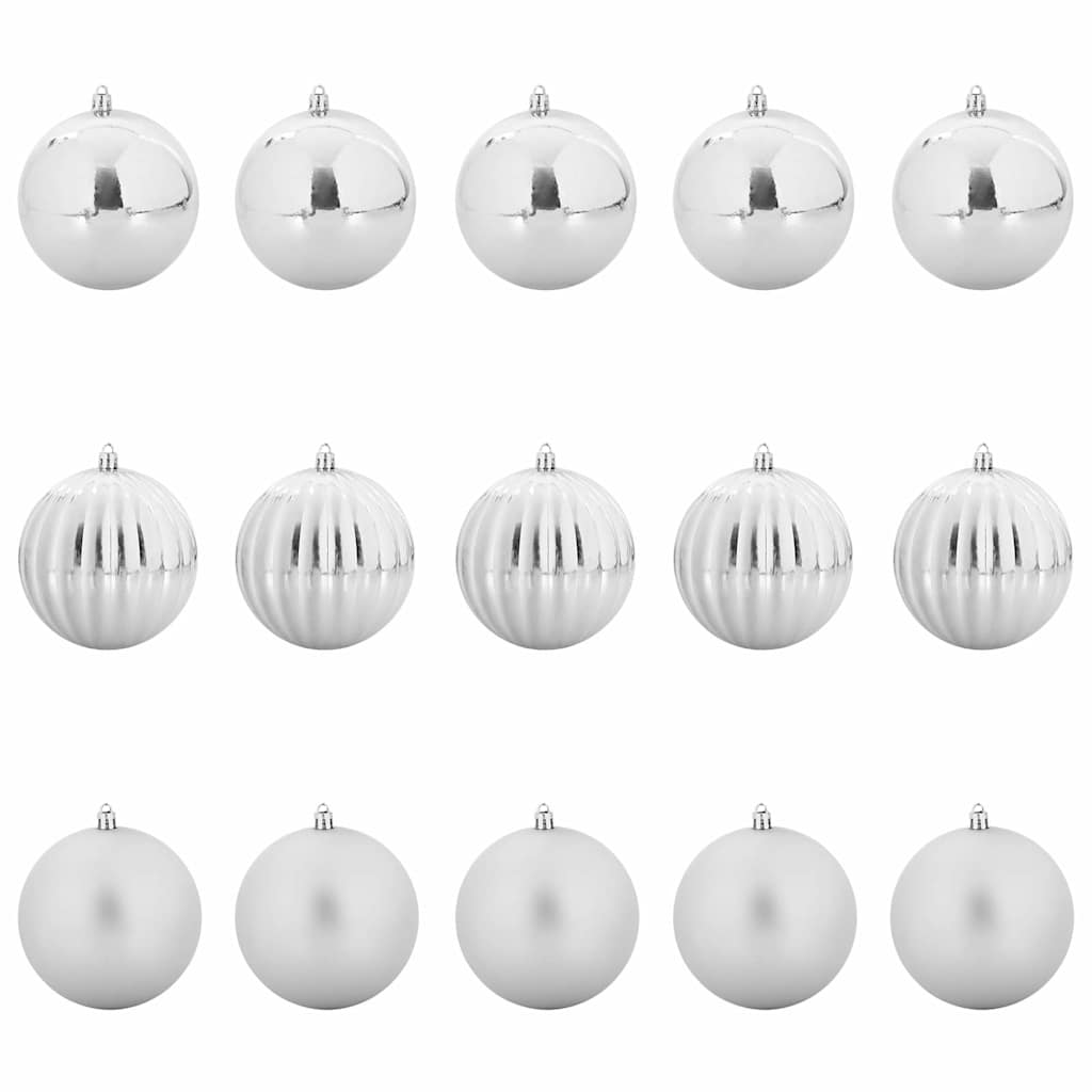 Christmas Bauble Set 15 pcs Silver