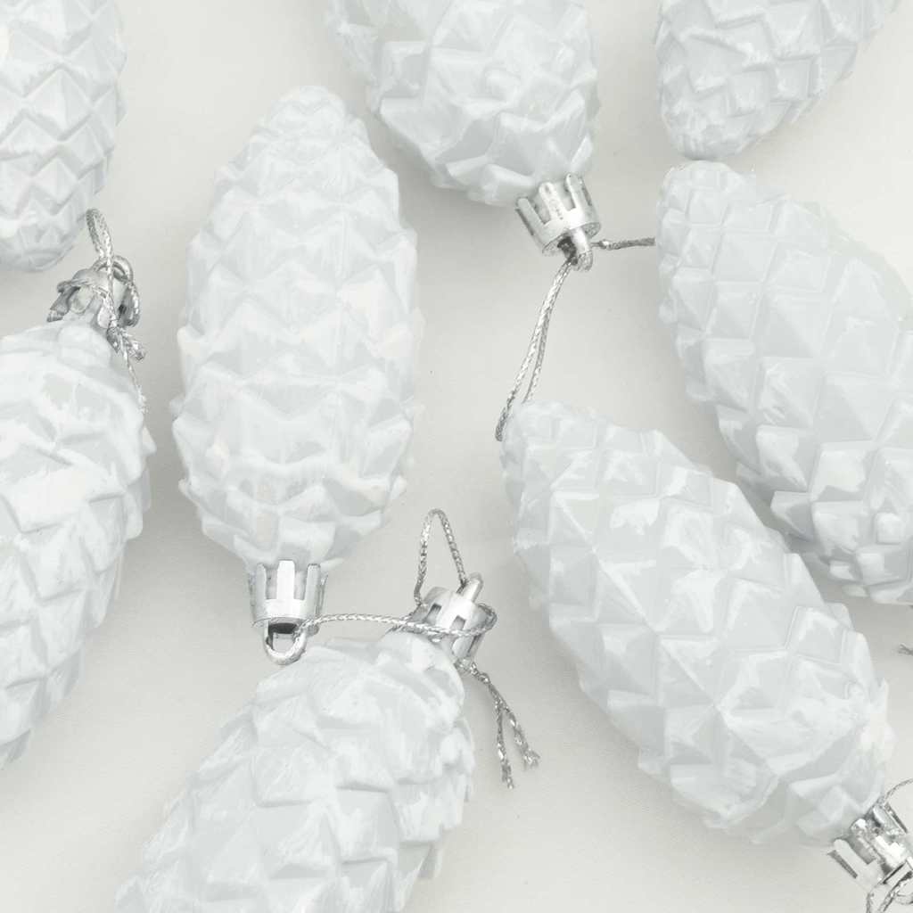 Christmas Pine Cone Ball 40 pcs White
