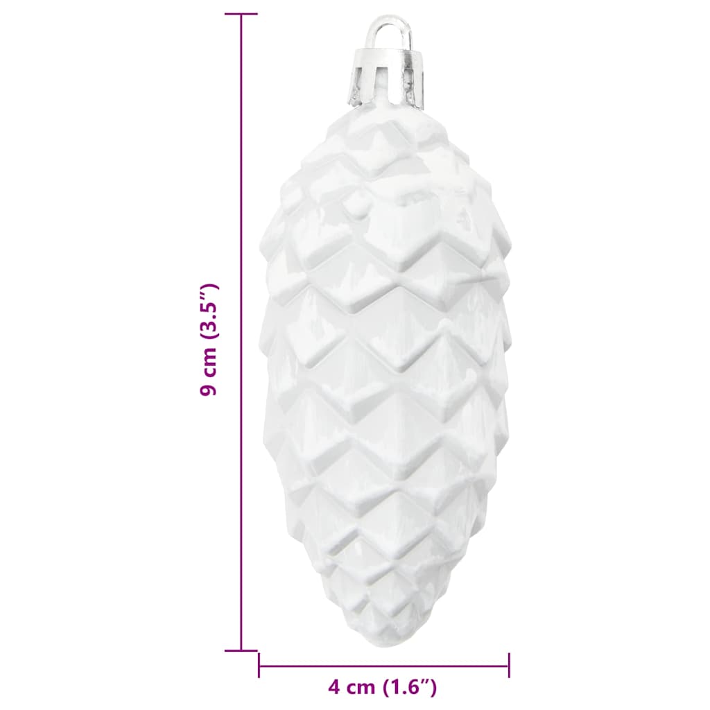 Christmas Pine Cone Ball 40 pcs White