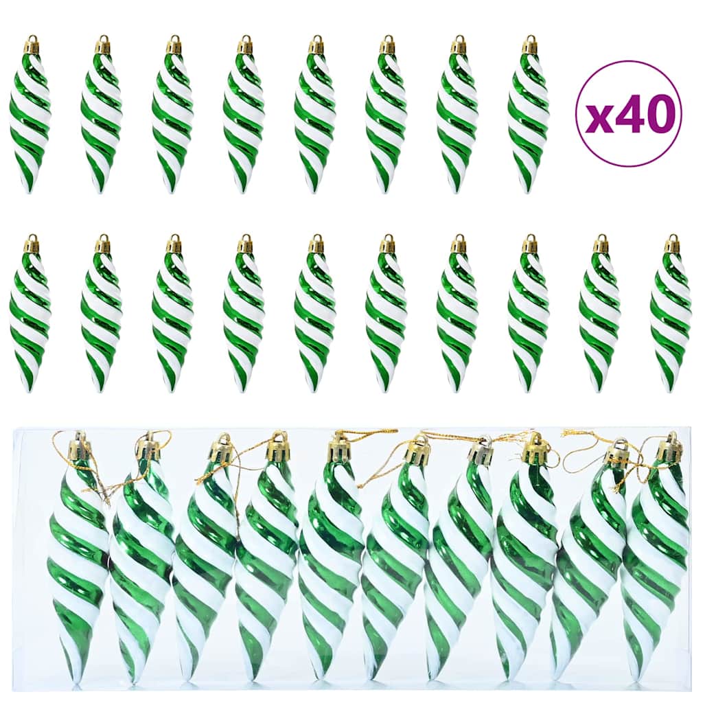 Christmas Spiral Shape Ball 40 pcs Green