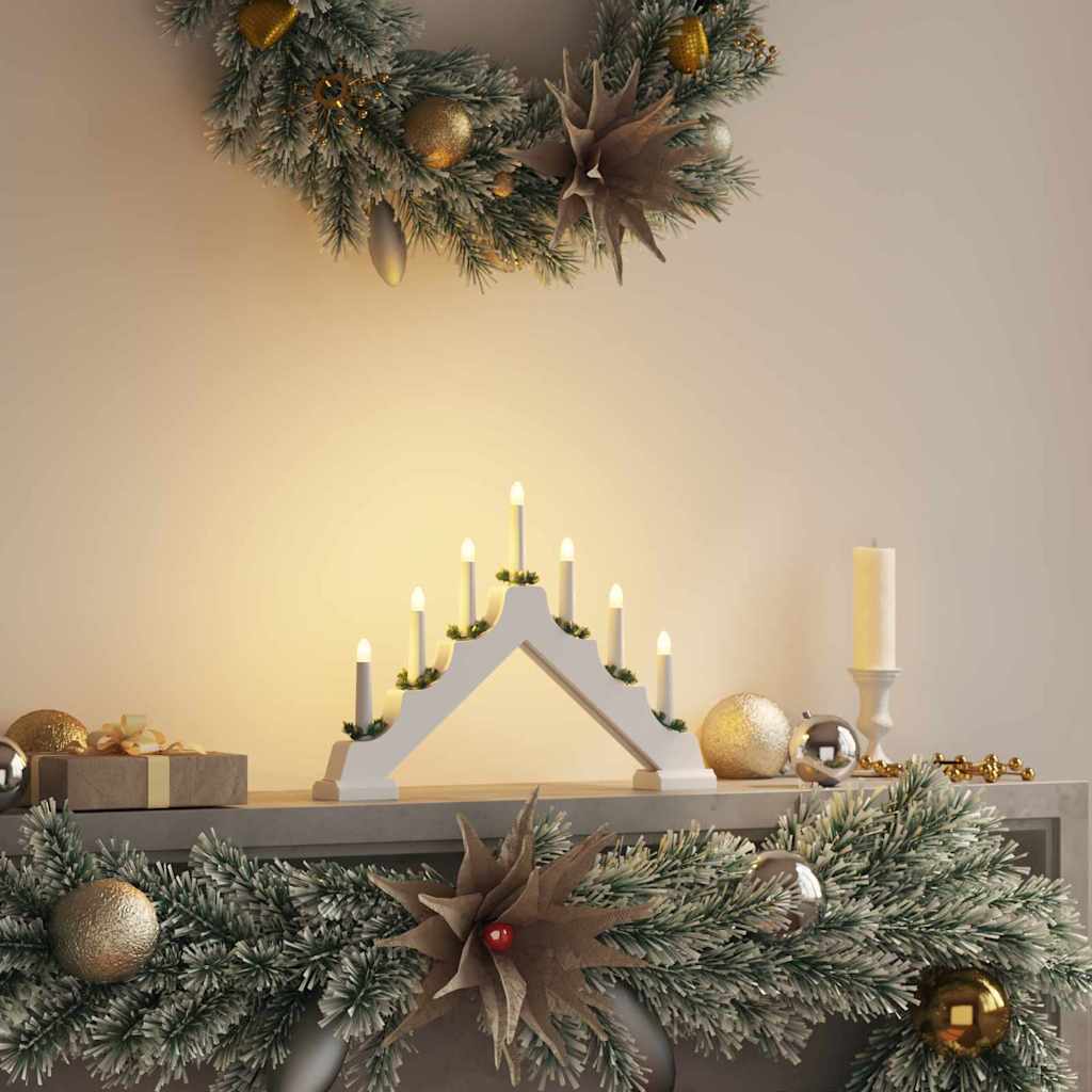 Christmas Candle Bridge White 39.5 x 5 x 29 cm Solid Pine Wood