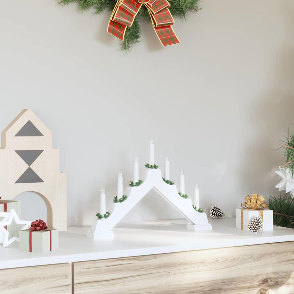 Christmas Candle Bridge White 39.5 x 5 x 29 cm Solid Pine Wood