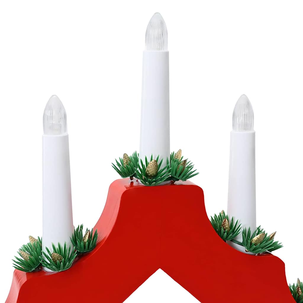 Christmas Candle Bridge Red 39.5 x 5 x 29 cm Solid Pine Wood