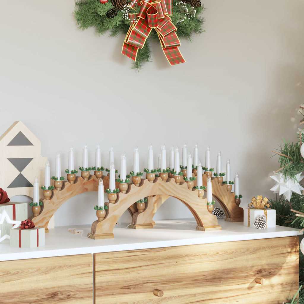 Christmas Candle Arch with 10 LED Candles 3 pcs Brown
