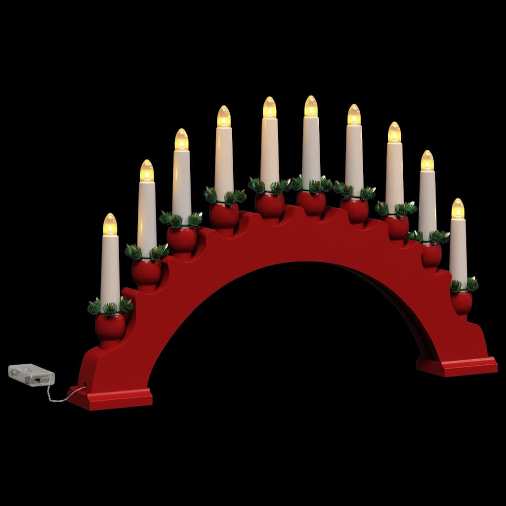 Christmas Candle Arch with 10 LED Candles 3 pcs Red
