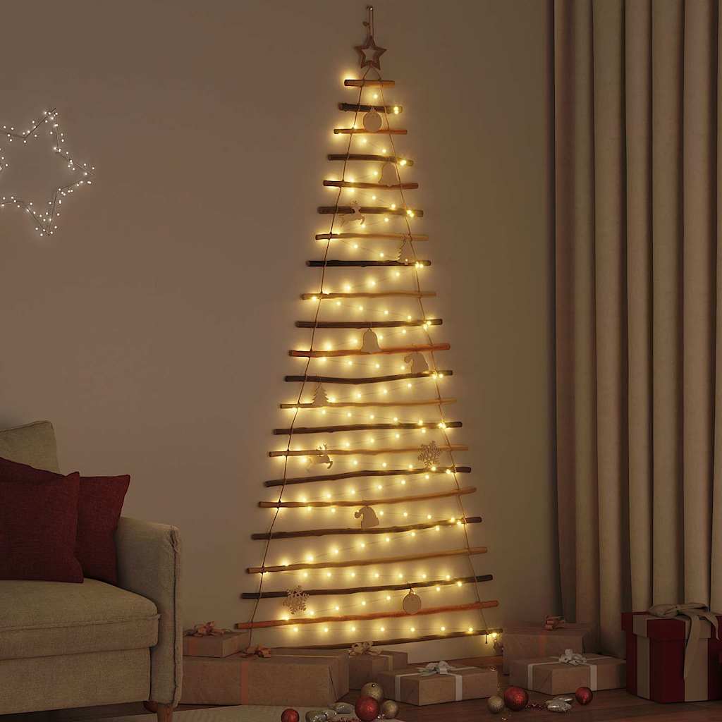 Christmas Tree with 130 LEDs Natural 210 cm Solid Ash wood