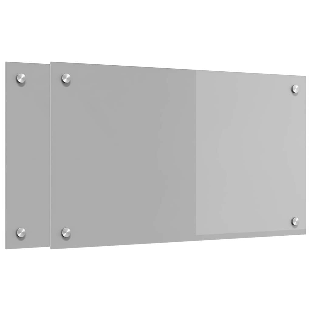 Kitchen Backsplash 2 pcs Light Grey 70 x 40 cm Tempered Glass