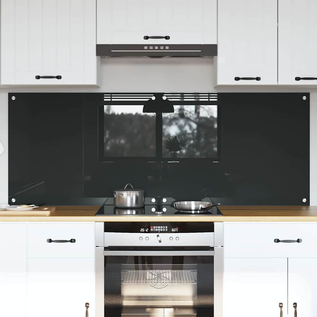 Kitchen Backsplash 2 pcs Dark Grey 80 x 60 cm Tempered Glass