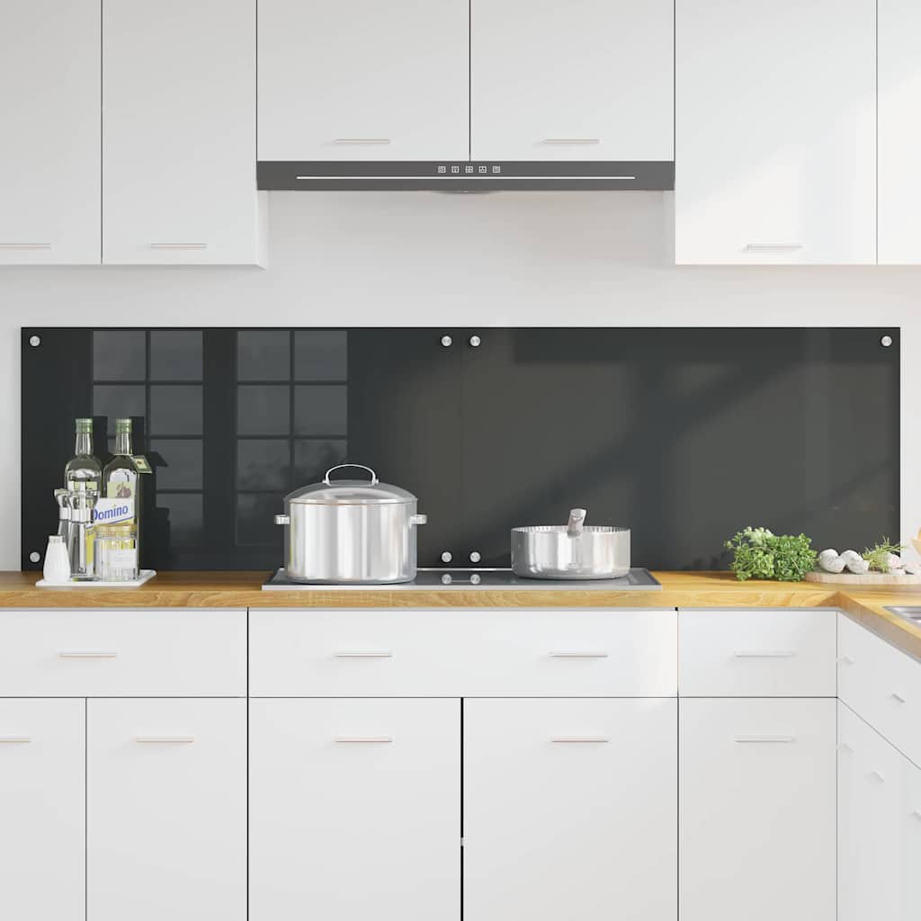 Kitchen Backsplash 2 pcs Dark Grey 90 x 50 cm Tempered Glass