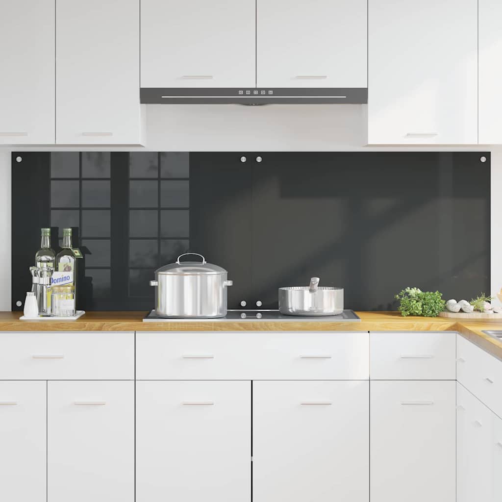 Kitchen Backsplash 2 pcs Dark Grey 90 x 60 cm Tempered Glass