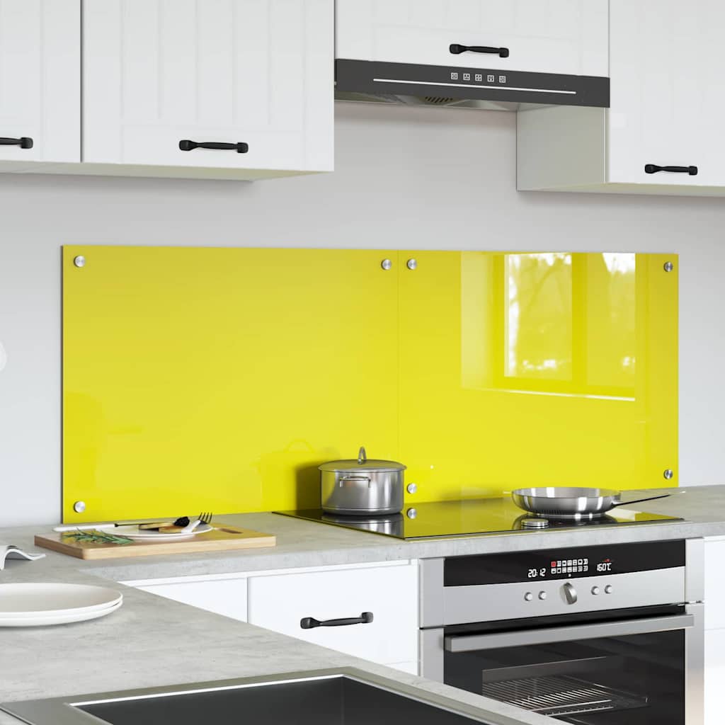 Kitchen Backsplash 2 pcs Yellow 70 x 50 cm Tempered Glass