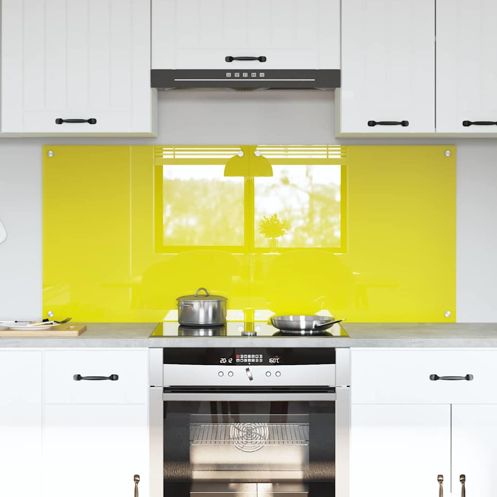 Kitchen Backsplash 2 pcs Yellow 70 x 60 cm Tempered Glass