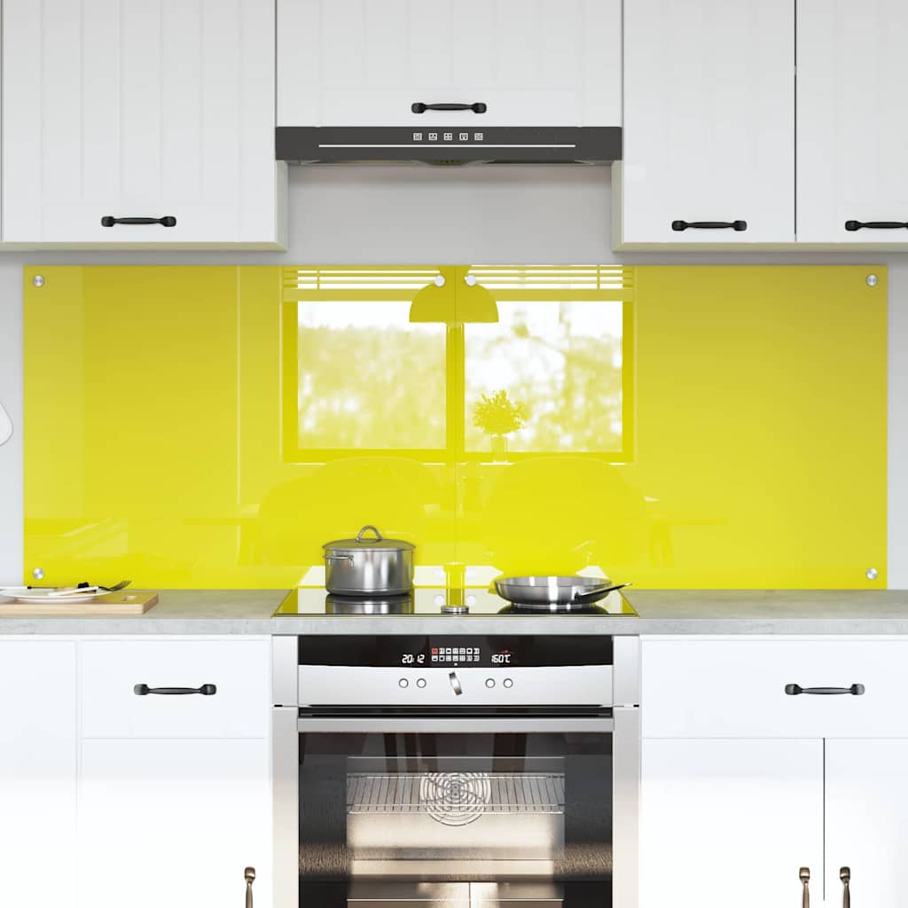 Kitchen Backsplash 2 pcs Yellow 80 x 60 cm Tempered Glass