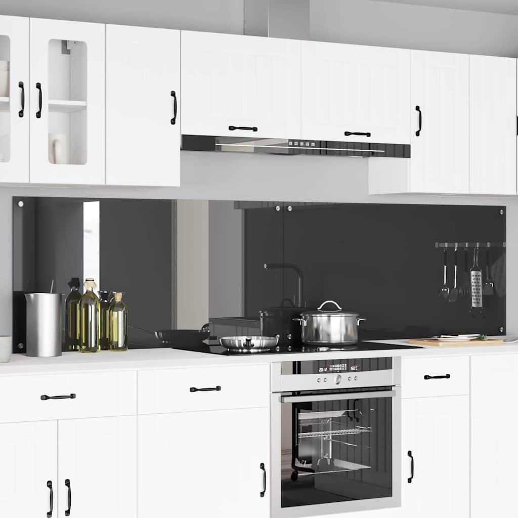 Kitchen Backsplash 2 pcs Dark Grey 120 x 60 cm Tempered Glass