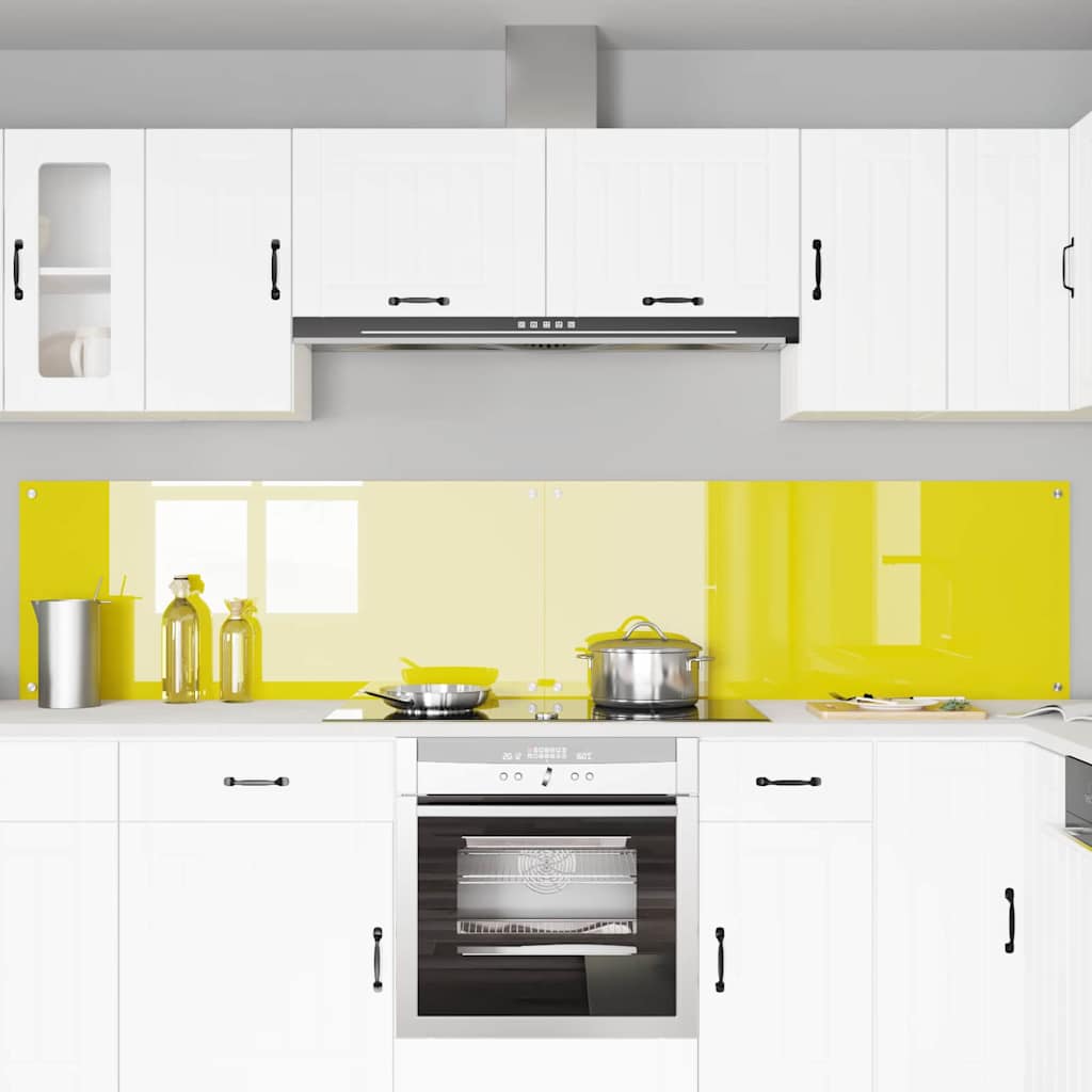 Kitchen Backsplash 2 pcs Yellow 120 x 50 cm Tempered Glass