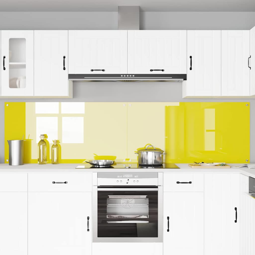Kitchen Backsplash 2 pcs Yellow 120 x 60 cm Tempered Glass