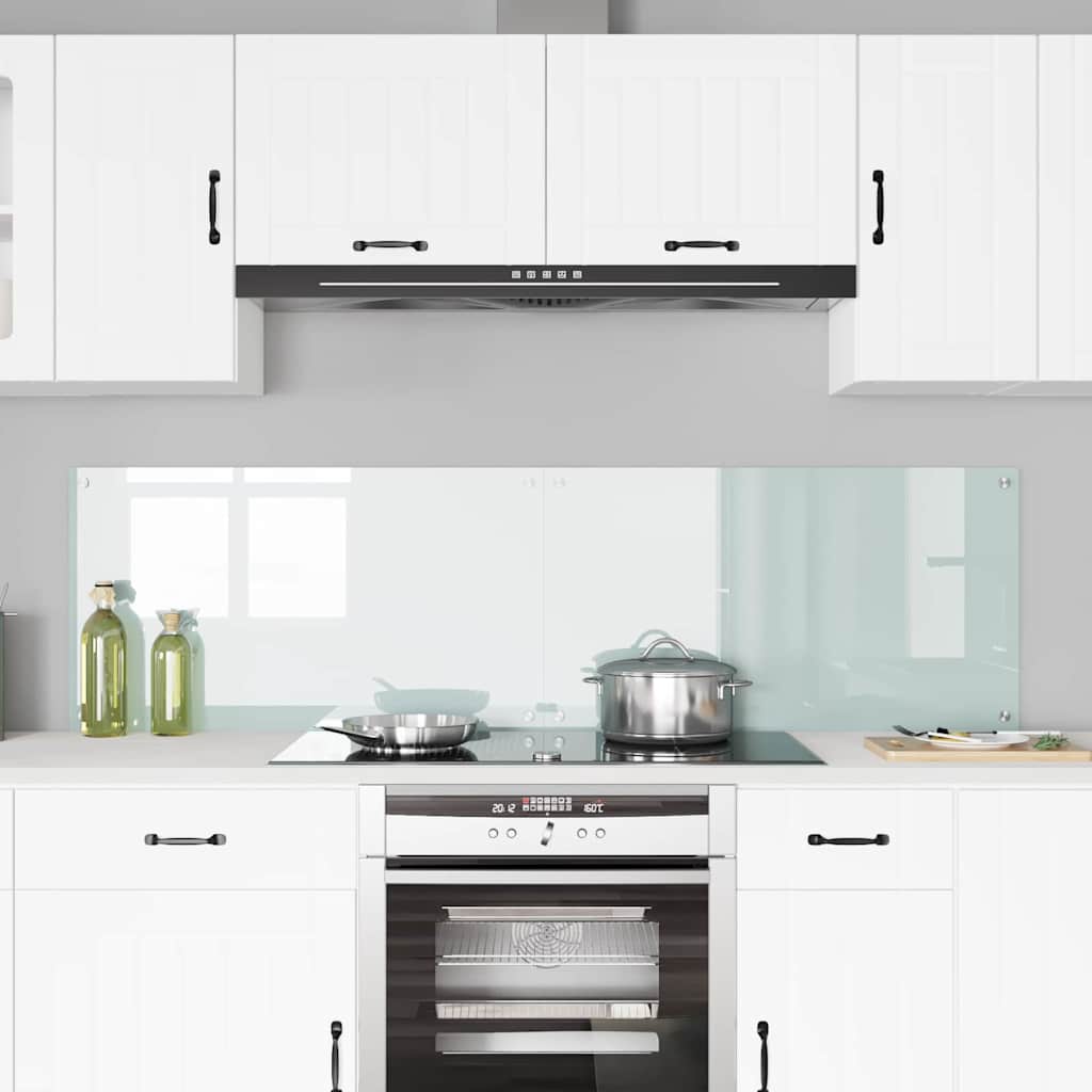 Kitchen Backsplash White 90 x 50 cm Tempered Glass