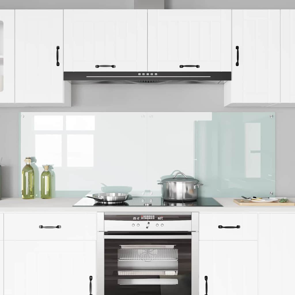 Kitchen Backsplash White 90 x 60 cm Tempered Glass