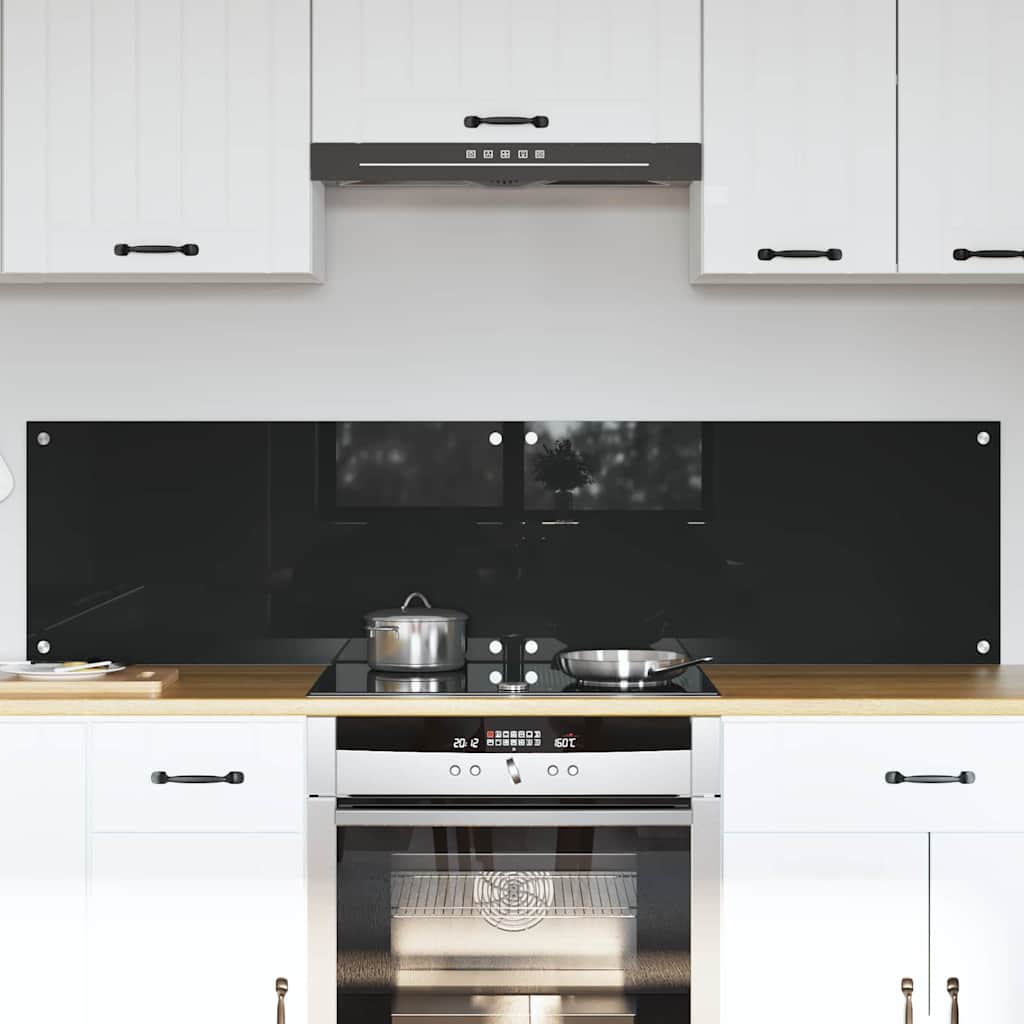 Kitchen Backsplash Black 80 x 40 cm Tempered Glass