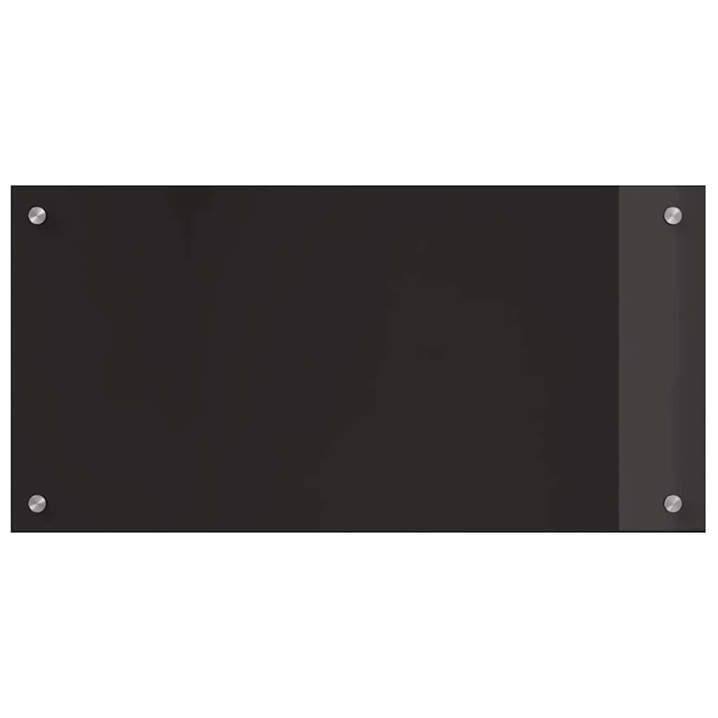 Kitchen Backsplash Black 80 x 40 cm Tempered Glass