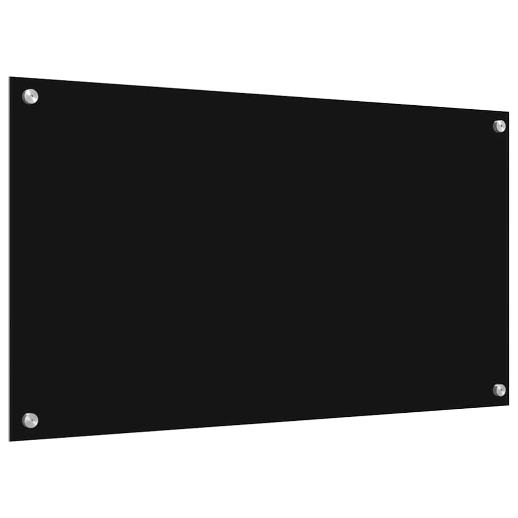 Kitchen Backsplash Black 90 x 50 cm Tempered Glass
