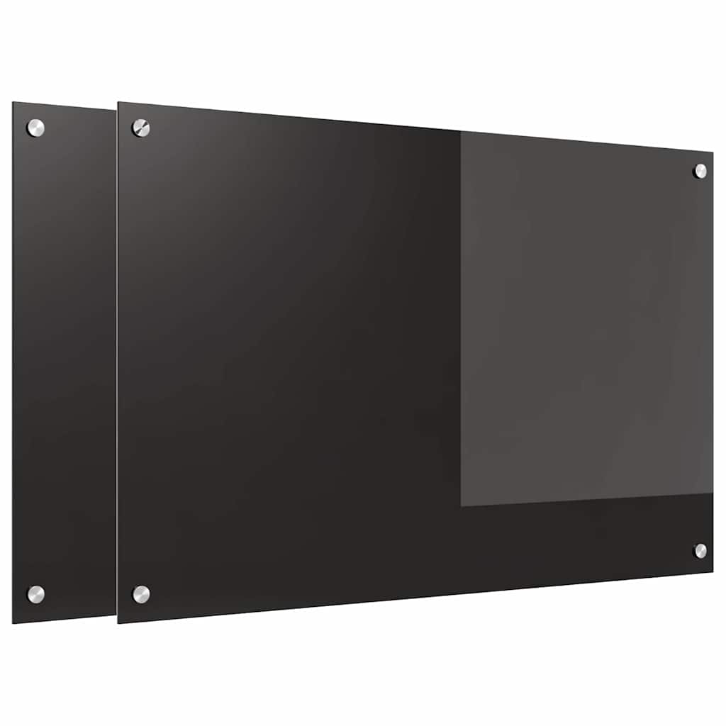 Kitchen Backsplash Black 90 x 60 cm Tempered Glass