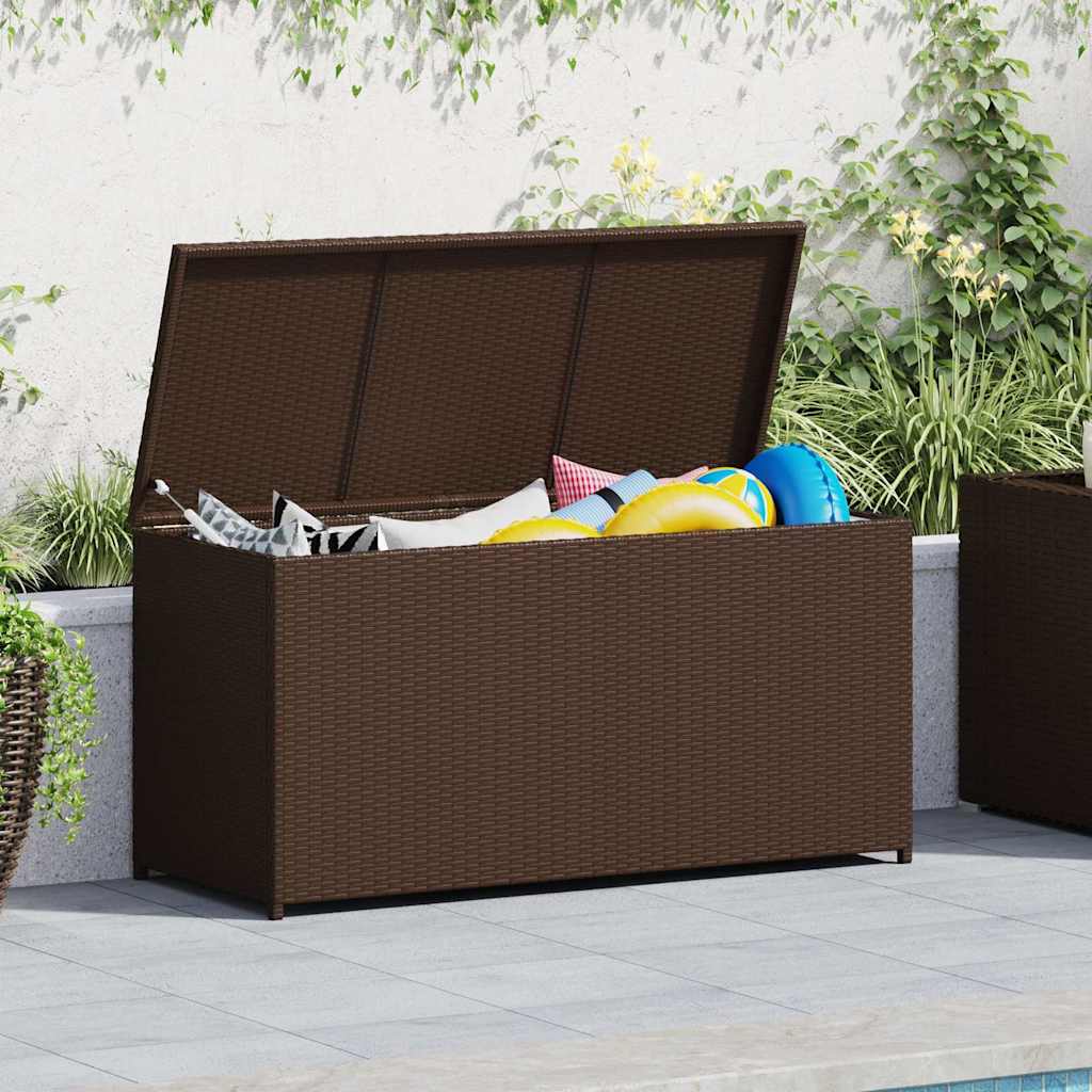 Garden Storage Box Brown 120x50x60 cm Poly Rattan
