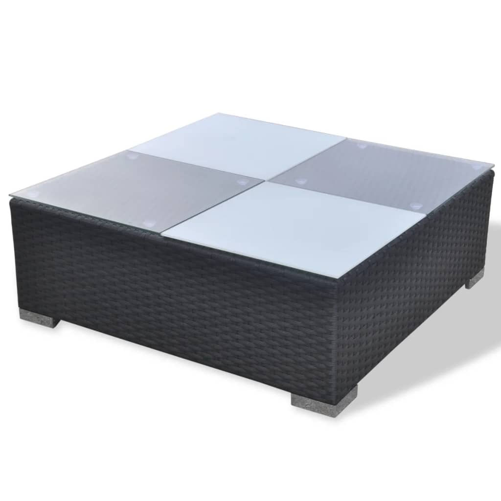 5 Piece Garden Lounge Set with Cushions Poly Rattan Black