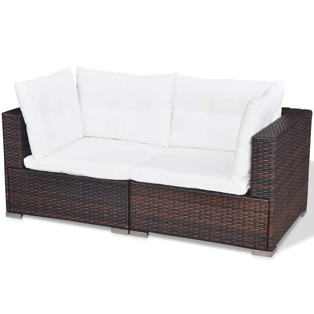 6 Piece Garden Lounge Set with Cushions Poly Rattan Brown