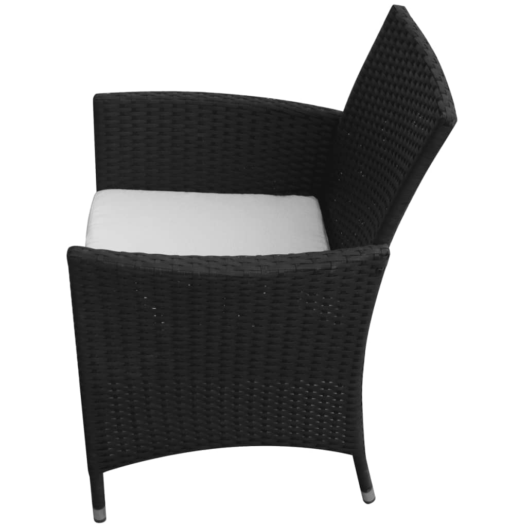Garden Chairs 2 pcs Poly Rattan Black